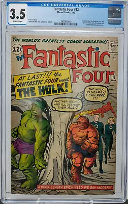 Buy Fantastic Four #12 ~ 1963 Marvel Cgc 3.5 Vg- ~ Hulk Vs Fantastic Four • 1,509.25£