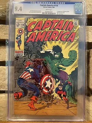 Buy CAPTAIN AMERICA 110 CGC 9.4 (2/69) WP Hulk, Bucky, 1st Viper (Wolverine's Wife!) • 924.91£