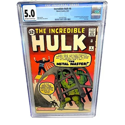 Buy The Incredible Hulk #6 (1963) CGC 5.0 1st Appearance Teen Brigade & Metal Master • 1,121.97£