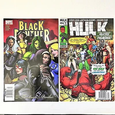 Buy 2008 Red Hulk #9 She-Hulk & 2005 Black Panther #14 NEWSSTAND Edition Variant Set • 51.81£