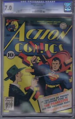 Buy Action Comics #51 DC 1942 ,CGC 7.0 (FINE/VERY FINE) 1st Appearance The Prankster • 2,759.49£