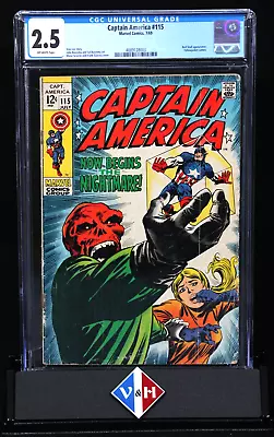 Buy Captain America #115 ~ CGC 2.5 ~ Red Skull, Yellow Jacket ~ Marvel (1969) • 35.54£