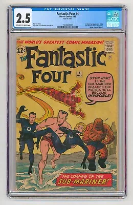 Buy Fantastic Four #4 CGC 2.5 1st Silver Age Sub-Mariner Namor Marvel 1962 Key • 1,802.09£