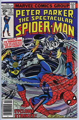 Buy SPECTACULAR SPIDER-MAN #23 - 7.5, WP - Spider-Man/Moon Knight Vs Cyclone • 13.80£