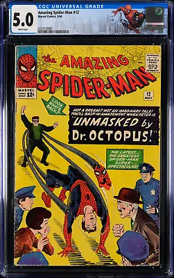 Buy Amazing Spider-Man #12 (1964) CGC 5.0, Custom Mint Case! White! 3rd Dr. Octopus! • 539.68£