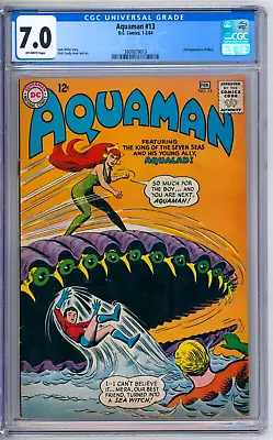 Buy Aquaman 13 CGC Graded 7.0 FN/VF 2nd Mera DC Comics 1964 • 182.42£