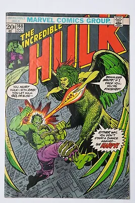 Buy Incredible Hulk 168 1st Appearance Betty Ross As Harpy  1973 Marvel Comic Key • 20.09£