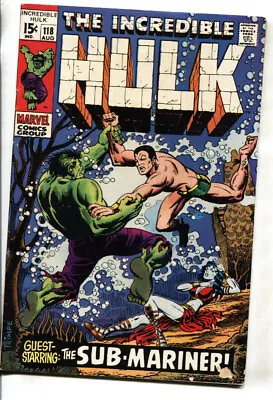 Buy Incredible Hulk #118 1969- Marvel Comics-the Sub-Mariner Battle Issue • 39.20£