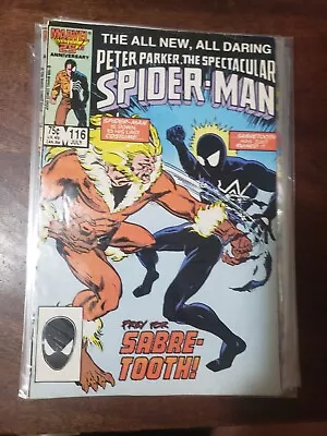 Buy Spectacular Spiderman #116 (1986) -  Sabretooth - Average/High Grade • 7.96£