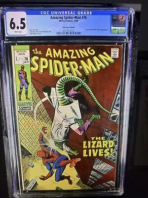 Buy Amazing Spider-Man #76 CGC 6.5 WHITE Pages! 1969 - Lizard And Human Torch App • 95£
