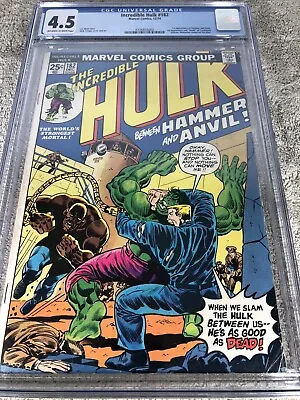Buy Incredible Hulk 182 CGC 4.5 Trimpe Art Cover 2nd Wolverine 12/1974 • 112.59£