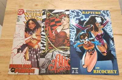 Buy WONDER WOMAN 196, Rapture & Richochet 4, Alice Ever After 2- Adam Hughes Covers  • 15.80£