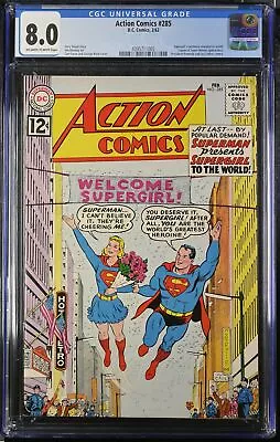 Buy Action Comics #285 CGC VF 8.0 Supergirl's First Solo Adventure! DC Comics 1962 • 319.01£