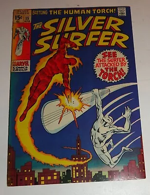 Buy Silver Surfer #15 Cool Cover With Human Torch Glossy Fine 1970 Buscema • 52.58£