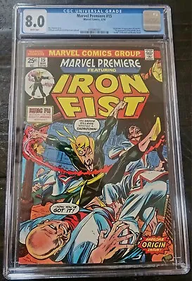 Buy MARVEL PREMIERE #15 KEY 1st APPERANCE IRON FIST (DANNY RAND) CGC 8.0 WHITE PAGES • 309.82£