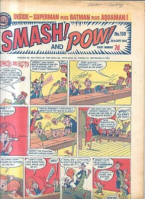 Buy Vintage Smash & Pow Comic No 139 Sept 28th 1968 Batman Superman Aquaman Spiderma • 2£