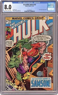 Buy Incredible Hulk #193 CGC 8.0 1975 4187986013 • 75.22£