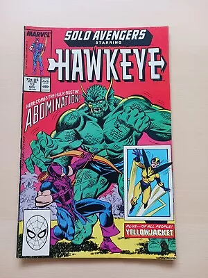 Buy SOLO AVENGERS -STARRING HAWKEYE #12 G 1989 MARVEL  COMIC Here Comes The Hulk. • 12.95£