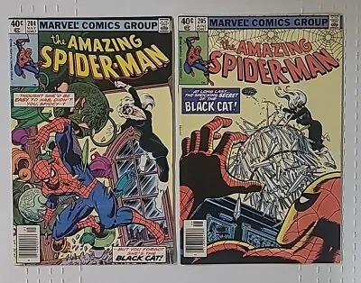 Buy Amazing Spiderman 204 205 Black Cat Newsstand Set 1980 • 24.13£
