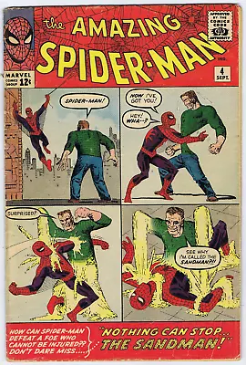 Buy Amazing Spider-Man #4 Marvel 1963 '' Nothing Can Stop... The Sandman ! '' • 1,000.52£