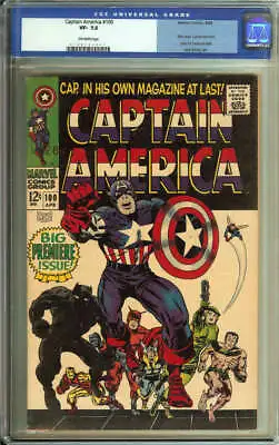 Buy Captain America #100 Cgc 7.5 Ow Pages // 1st Issue + Black Panther App 1968 • 487.71£