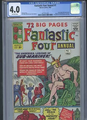 Buy Fantastic Four Annual #1 1963 CGC 4.0 (1st App Of Lady Dorma And Krang)~ • 240.66£