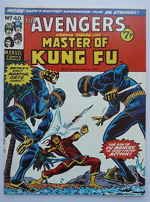 Buy The Avengers #40 - Shang-Chi Marvel Comics Group UK 22 June 1974 VF- 7.5 • 7.25£