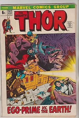 Buy *** Marvel Comics Thor #202 Thor Vs Ego Prime F+ *** • 9.50£