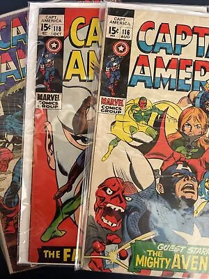 Buy Captain America Silver Age Lot 116, 118, 119 Early Falcon Appearances! 1969 • 35.58£