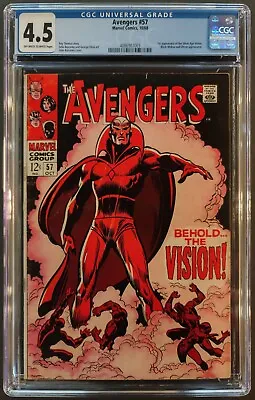 Buy Avengers #57 Cgc 4.5 Ow-w Pages Marvel Comics 1968 1st Vision Ultron Black Widow • 233.23£