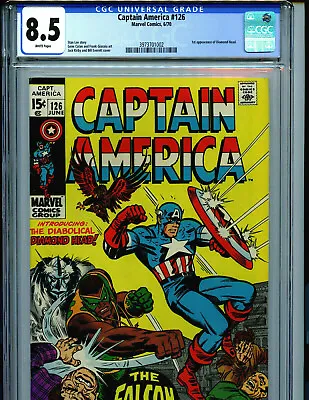 Buy Captain America #126 CGC 8.5 1970 Marvel 1st Diamond Head Amricons 1967 K36 • 292.88£