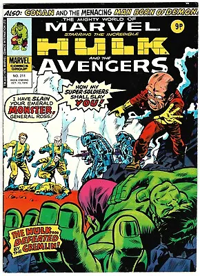Buy MWOM Mighty World Of Marvel UK Comic #211 13th October 1976 Hulk & The Avengers • 1.75£