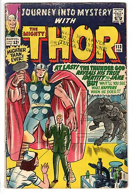 Buy Journey Into Mystery #113 (1965) - Grade 3.5 - Thor Reveals Identity To Jane! • 39.98£