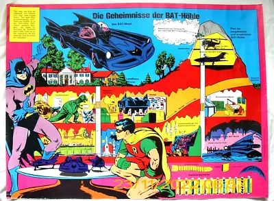 Buy Superman And Batman Poster The Secrets Of The BAT Cave Original 1969 80x60cm • 128.66£