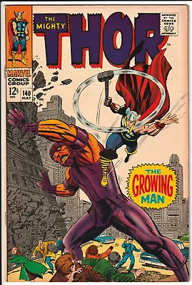 Buy Thor #140 1967 Marvel Comics 5.5 FN- KEY 1ST GROWING MAN KIRBY & COLLETTA COVER • 23.19£
