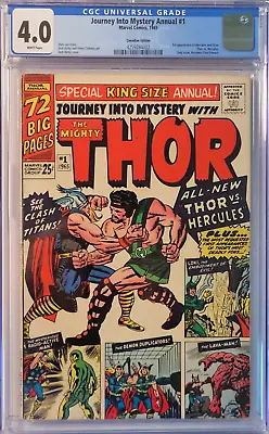 Buy 1965 Journey Into Mystery Annual 1 CGC 4.0 Thor. 1st Appearance Of Hercules Zeus • 218.62£