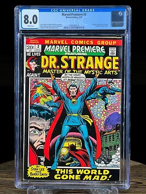 Buy MARVEL PREMIERE #3 DR. STRANGE July 1972 CGC 8.0 White Pages KEY ISSUE  • 158.07£