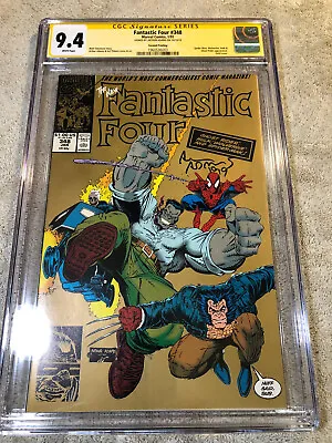 Buy Fantastic Four 348 CGC 9.4 SS Adams Second Print Wolverine Hulk Ghost Rider 1/91 • 159.90£