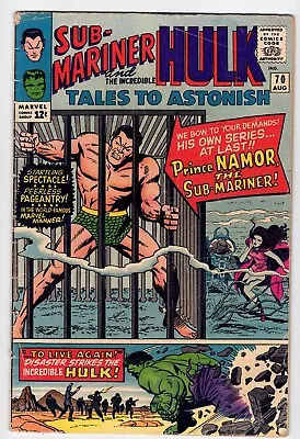 Buy Tales To Astonish #70 2.5 Sub-mariner Hulk Begin 1965 Off-white Pages • 35.58£