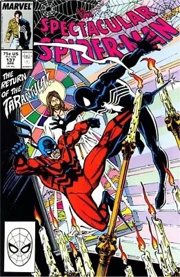 Buy SPECTACULAR SPIDER-MAN #137 F/VF, Direct Marvel Comics 1988 Stock Image • 4.74£