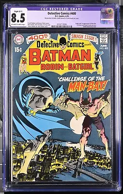 Buy 1970 Detective Comics 400 CGC 8.5 Restored.  1st App Of  Man-Bat. Batman Batgirl • 368.73£