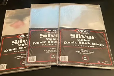 Buy Lot Of *4* SILVER MYLAR COMIC BAGS 7 ½  X 10 ½  *4 Mil*  — *125* BAGS IN ALL! • 56.96£