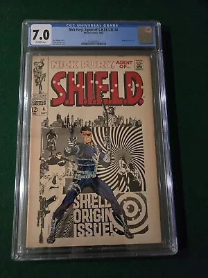 Buy Nick Fury, Agent Of S.H.I.E.L.D #4 CGC 7.0 1968 Classic Steranko Origin SHIELD  • 75.11£