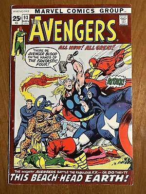 Buy The Avengers #93/Bronze Age Marvel Comic Book/Neal Adams/Kree-Skrull War/FN- • 40.45£