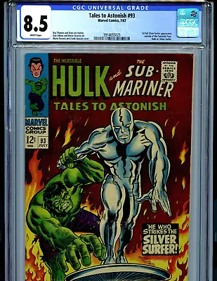 Buy TalesTo Astonish #93 CGC 8.5 1967 Marvel Silver Surfer VS Hulk  Amricons B13 • 861.01£