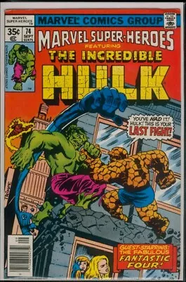 Buy Marvel Comics MARVEL SUPER-HEROES #74 Reprints HULK #122 FN+ 6.5 • 8£