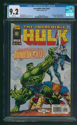 Buy Incredible Hulk #449 CGC 9.2 White Pages 1st Appearance Of Thunderbolts 1997 • 72.34£
