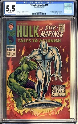 Buy Tales To Astonish #93 CGC 5.5 1st Silver Surfer Outside Of Fantastic Four Comics • 160.11£