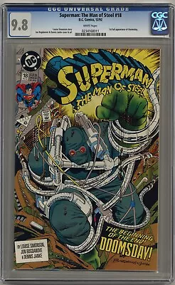 Buy Superman: Man Of Steel #18 Cgc 9.8 White Pages Dc Comics 1993 • 95.94£