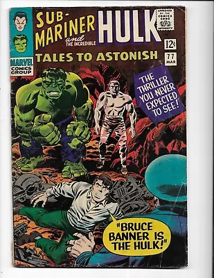 Buy Tales To Astonish 77 - Vg- 3.5 - Behemoth - Sub-mariner - Incredible Hulk (1966) • 17.59£